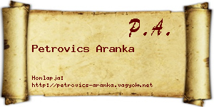 Petrovics Aranka névjegykártya