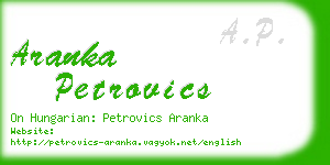 aranka petrovics business card